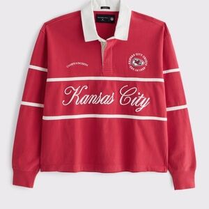 Abercrombie & Fitch Red and White Kansas City Rugby Shirt